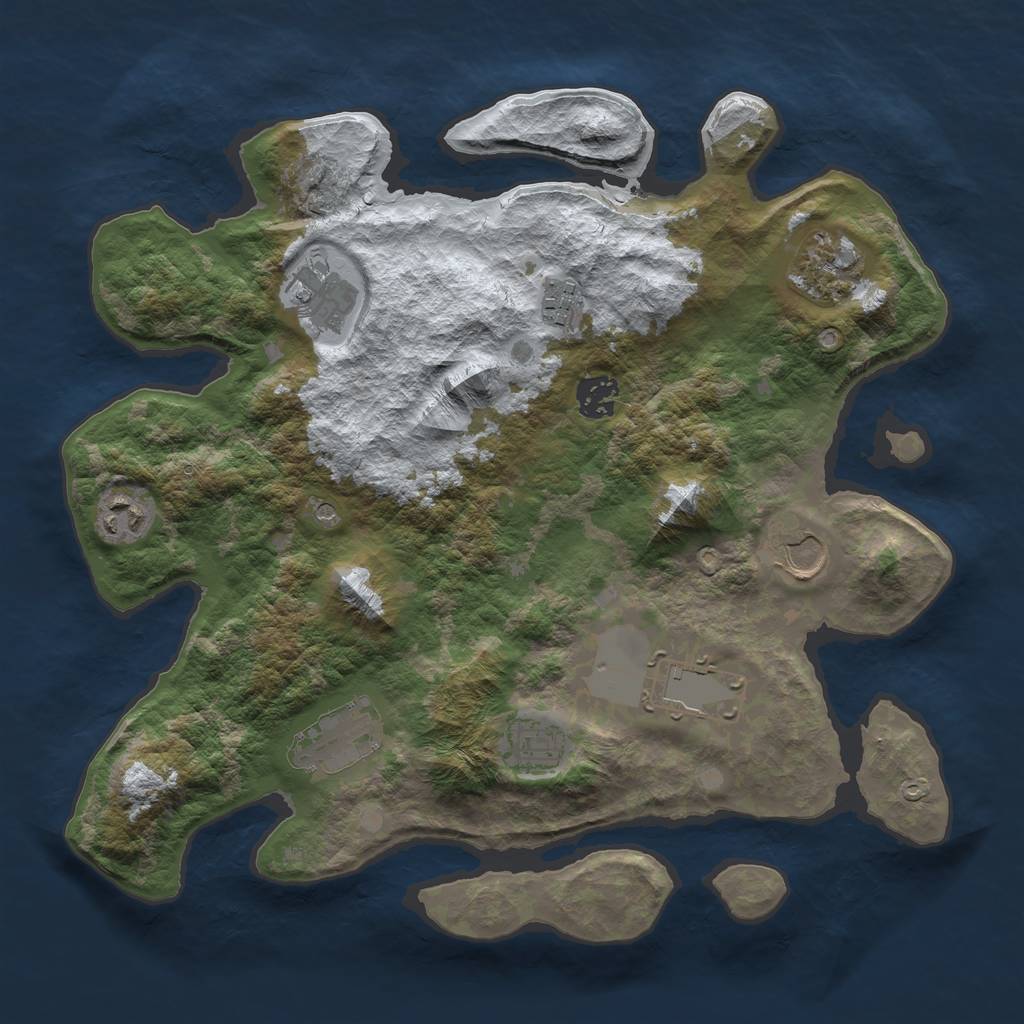 Rust Map: Barren, Size: 3500, Seed: 246114402, 12 Monuments