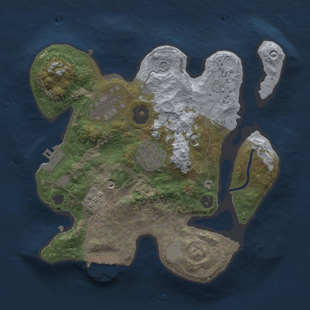 Rust Map: Procedural Map, Size: 2500, Seed: 36513012, 12 Monuments