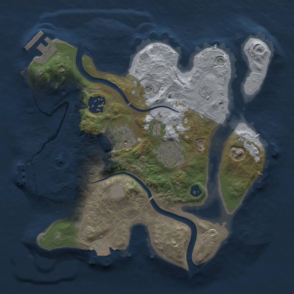 Rust Map: Procedural Map, Size: 2500, Seed: 36513012, 8 Monuments