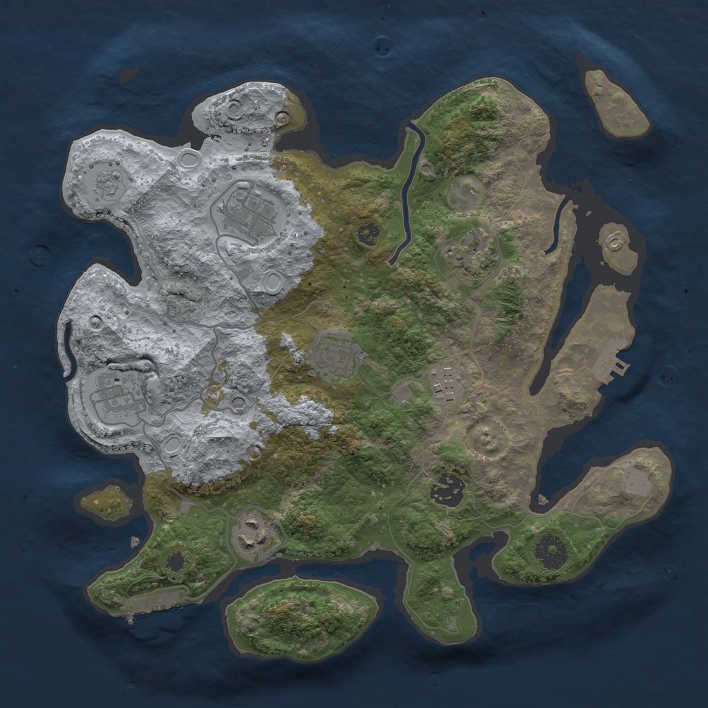 Rust Map: Procedural Map, Size: 3200, Seed: 1369, 14 Monuments