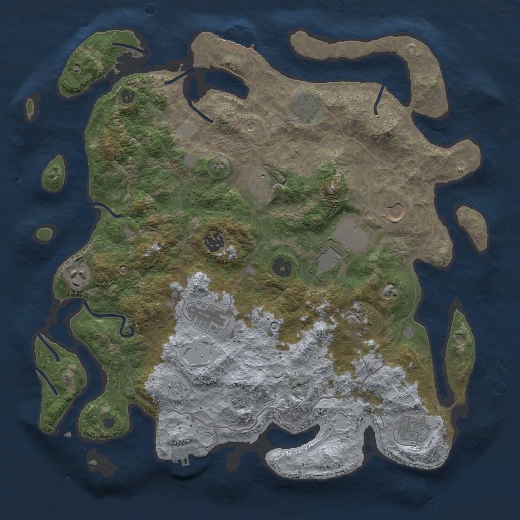 Rust Map: Procedural Map, Size: 4000, Seed: 724548, 19 Monuments