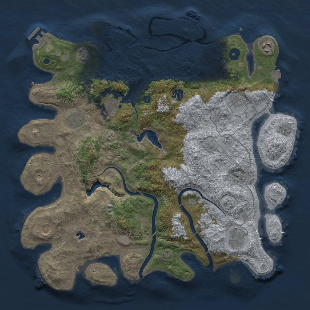 Rust Map: Procedural Map, Size: 4000, Seed: 376332, 14 Monuments