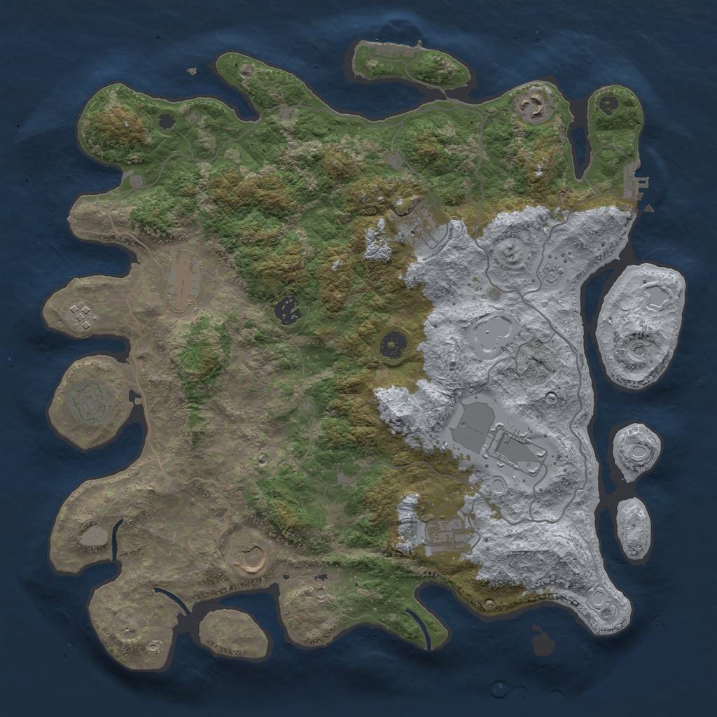 Rust Map: Procedural Map, Size: 4000, Seed: 376332, 18 Monuments