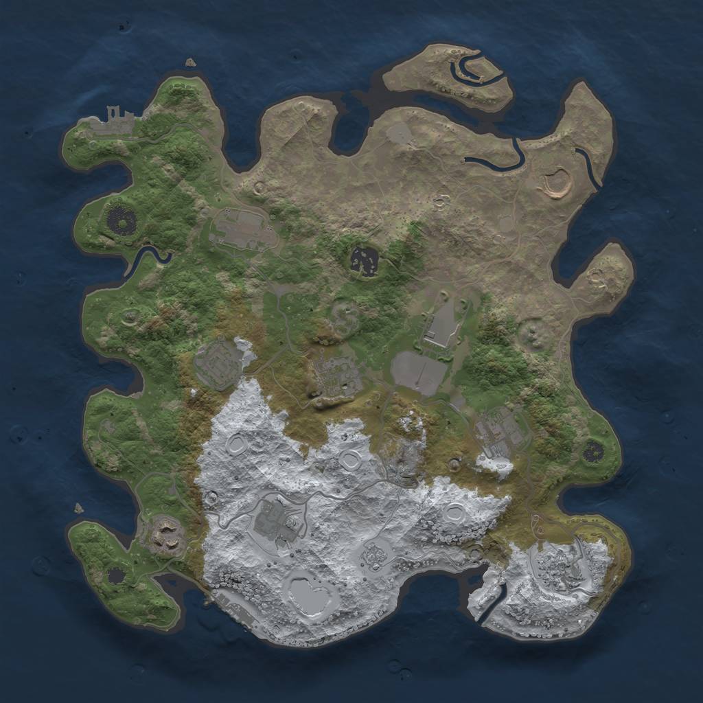 Rust Map: Procedural Map, Size: 3500, Seed: 258488939, 18 Monuments