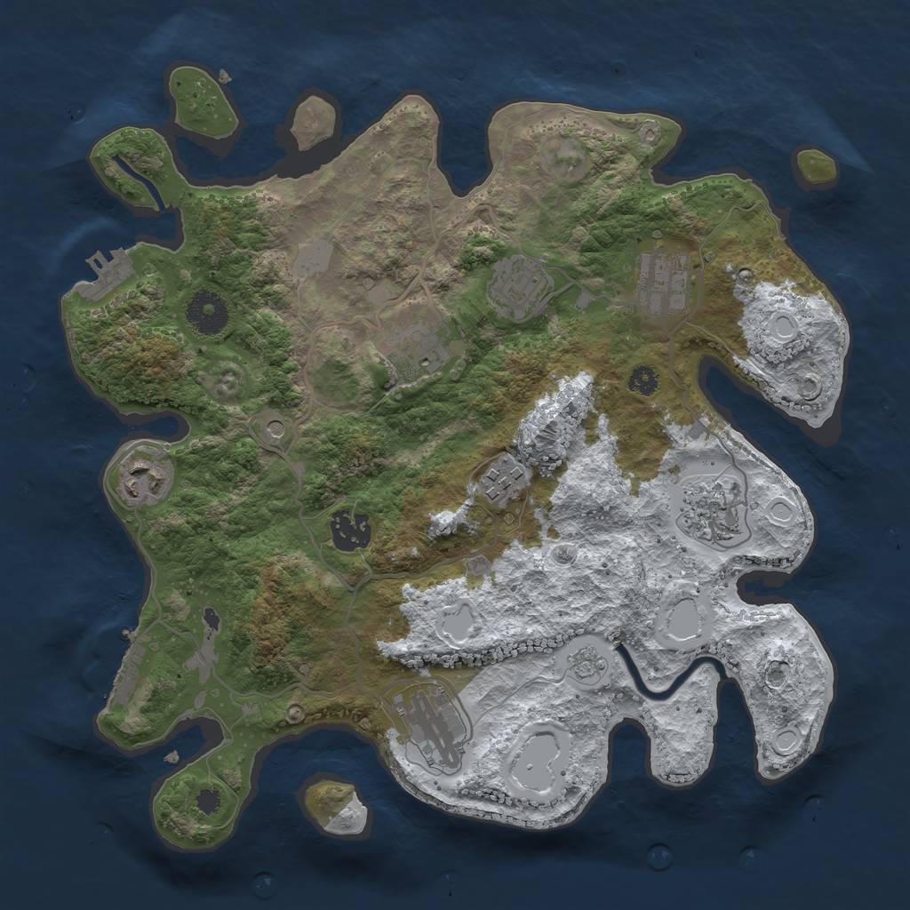 Rust Map: Procedural Map, Size: 3250, Seed: 224184858, 17 Monuments