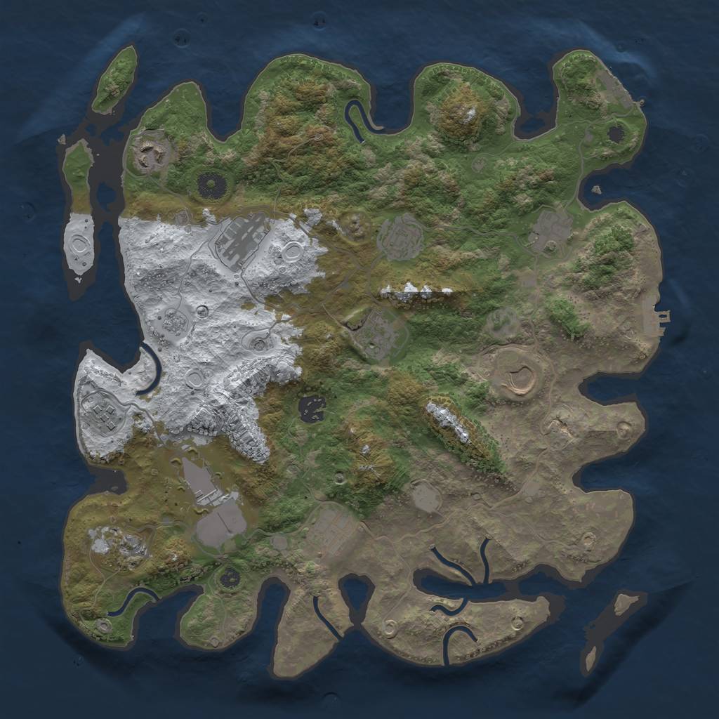 Rust Map: Procedural Map, Size: 3750, Seed: 1238066405, 20 Monuments