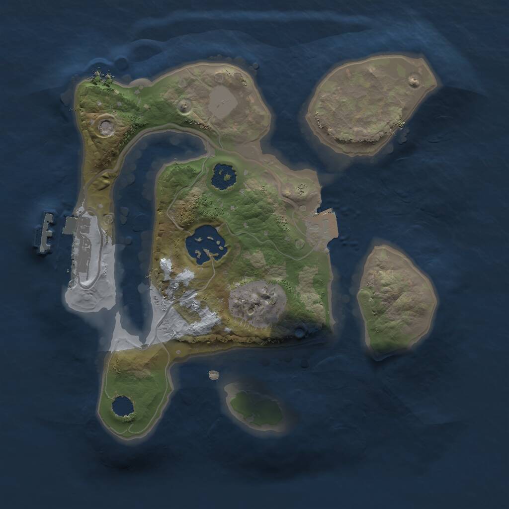 Rust Map: Procedural Map, Size: 2000, Seed: 34525, 3 Monuments