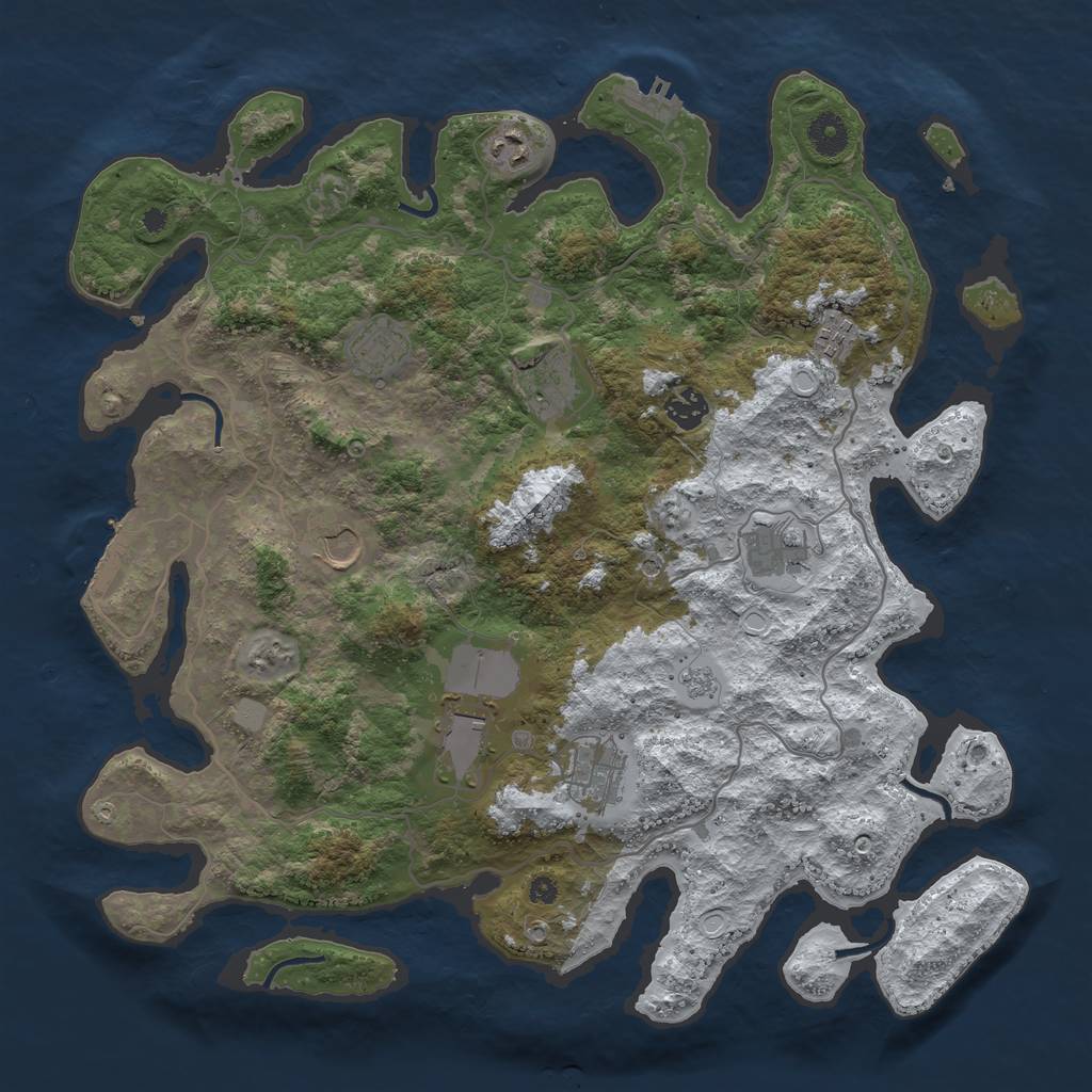 Rust Map: Procedural Map, Size: 4000, Seed: 754213, 18 Monuments