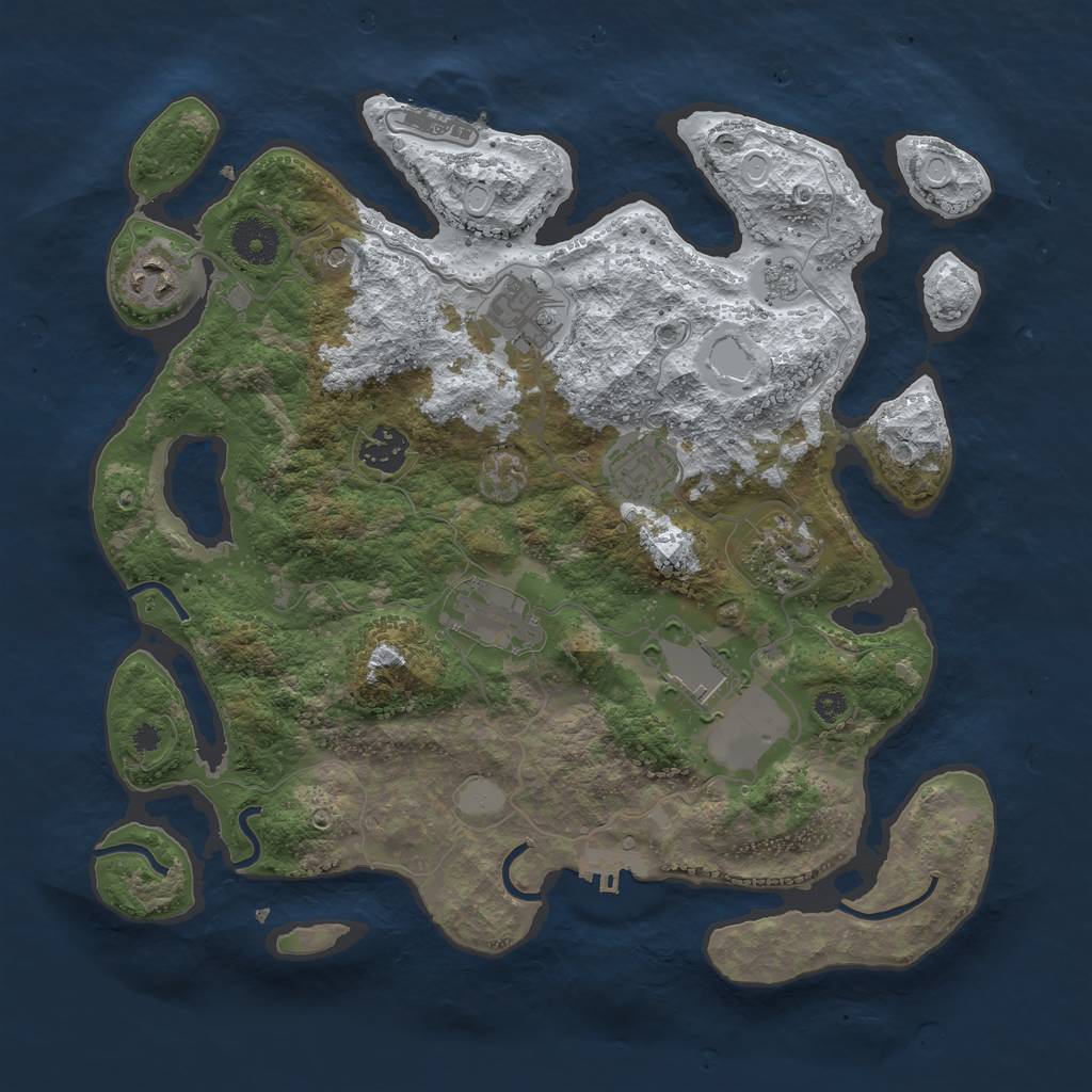 Rust Map: Procedural Map, Size: 3500, Seed: 1911746380, 16 Monuments