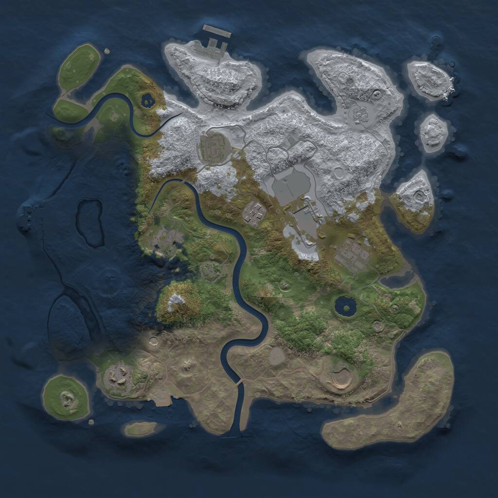 Rust Map: Procedural Map, Size: 3500, Seed: 1911746380, 13 Monuments
