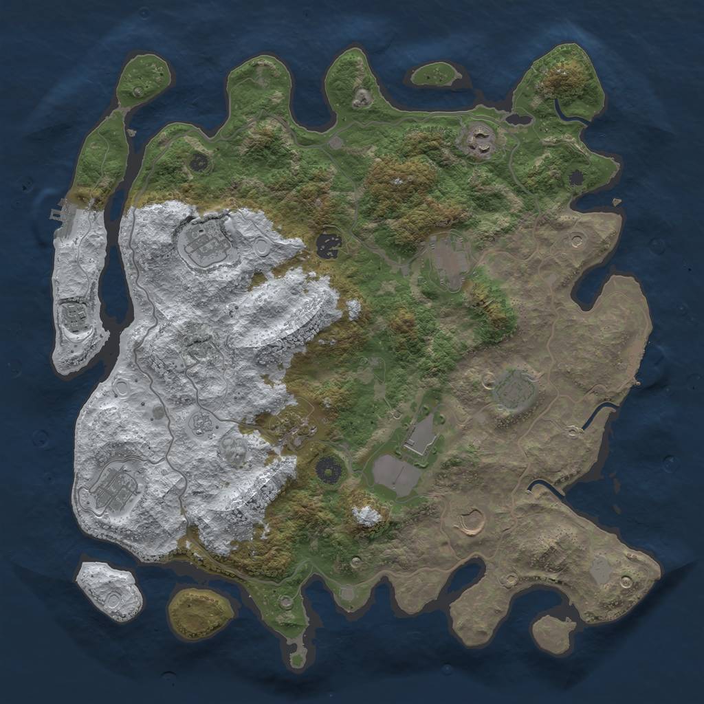 Rust Map: Procedural Map, Size: 4000, Seed: 49636, 19 Monuments