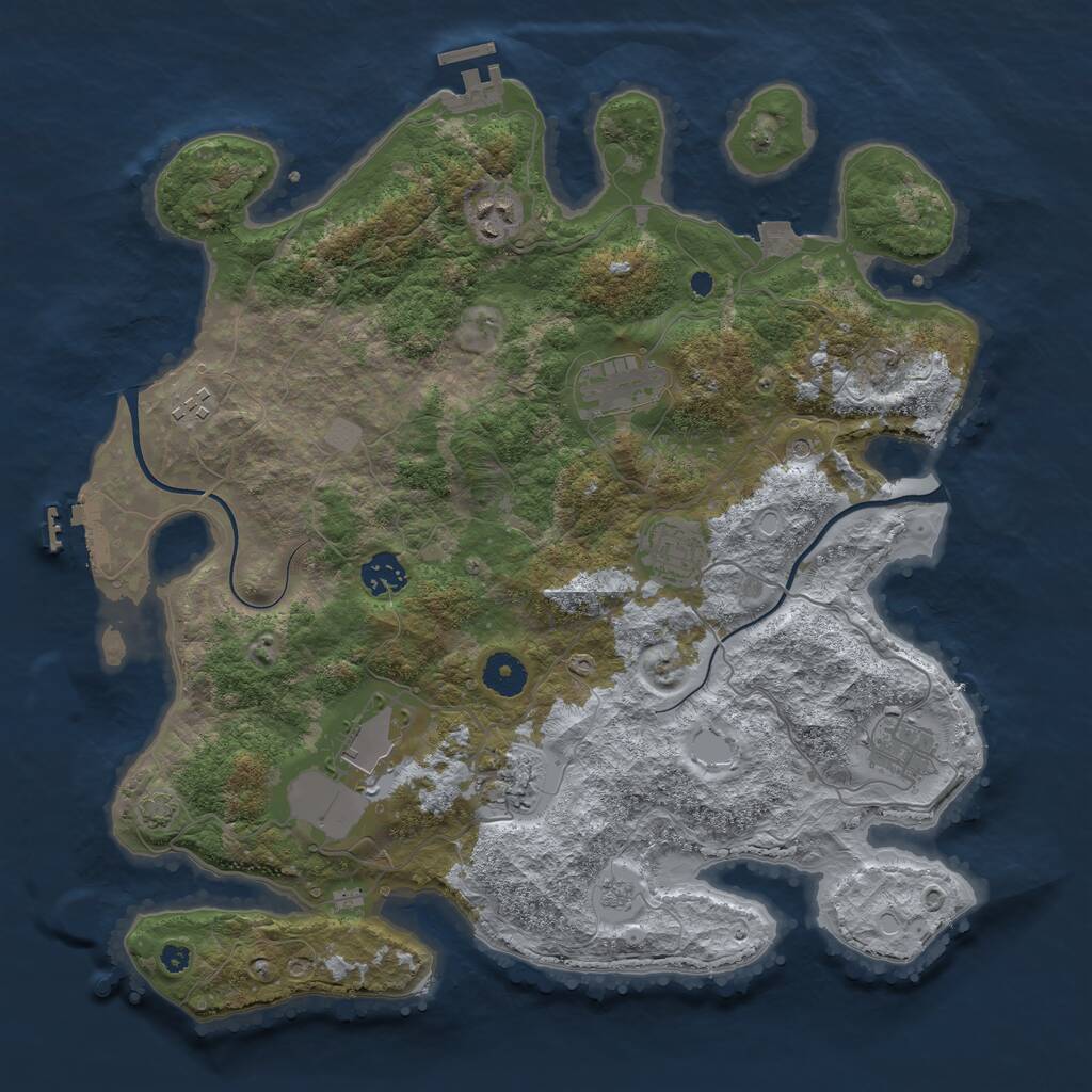 Rust Map: Procedural Map, Size: 3800, Seed: 526, 14 Monuments