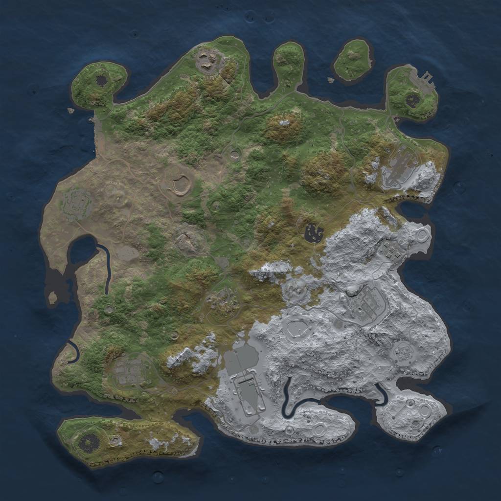 Rust Map: Procedural Map, Size: 3800, Seed: 526, 19 Monuments