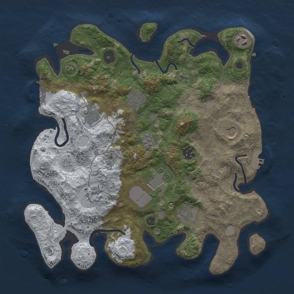 Rust Map: Procedural Map, Size: 3500, Seed: 593768093, 18 Monuments