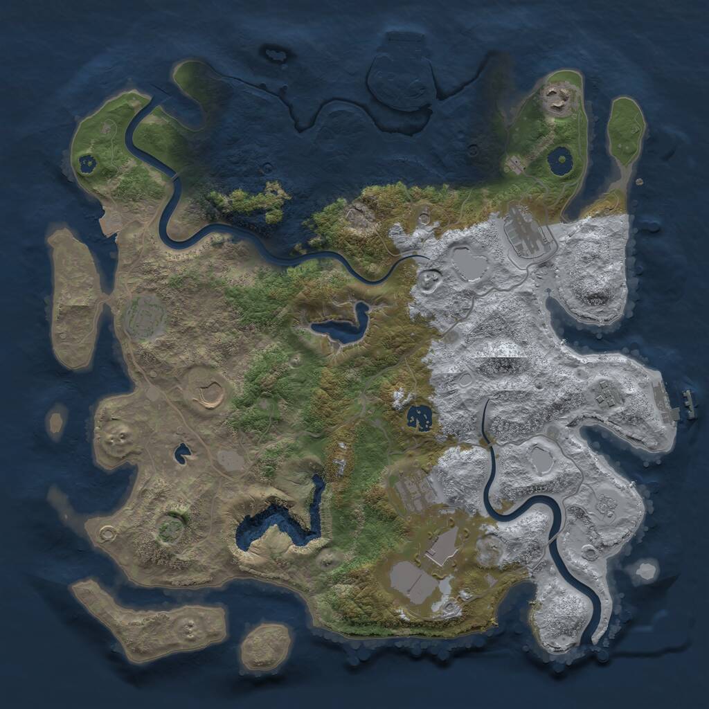 Rust Map: Procedural Map, Size: 4000, Seed: 54252645, 14 Monuments