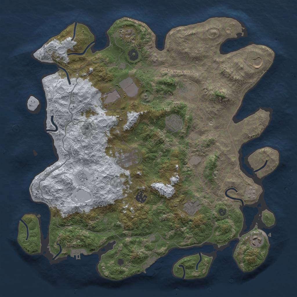 Rust Map: Procedural Map, Size: 4000, Seed: 559095, 19 Monuments