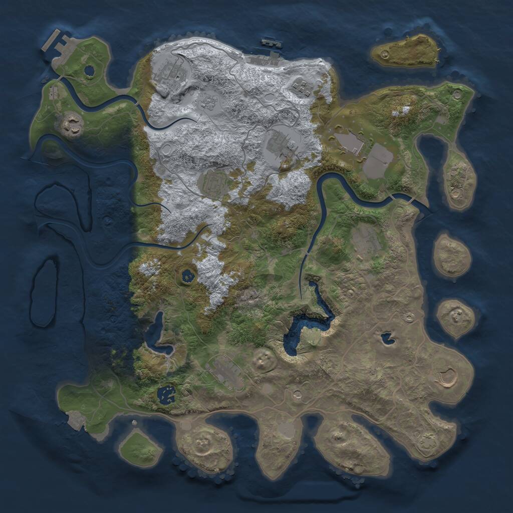 Rust Map: Procedural Map, Size: 4000, Seed: 147483647, 16 Monuments