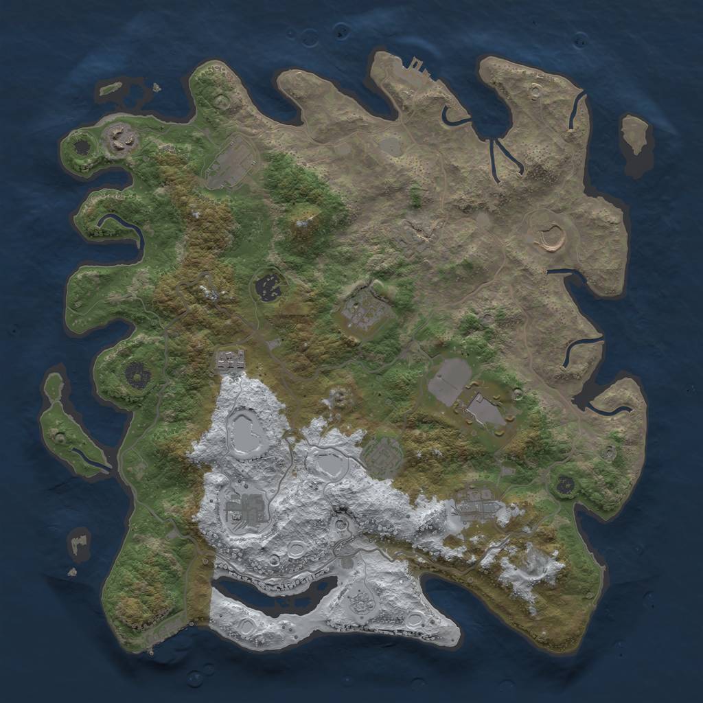 Rust Map: Procedural Map, Size: 4000, Seed: 865814, 19 Monuments