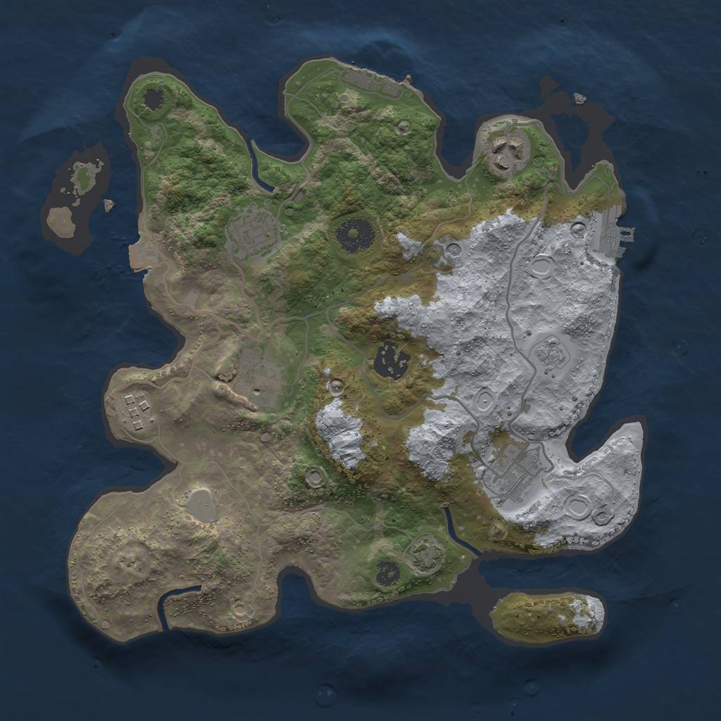 Rust Map: Procedural Map, Size: 3000, Seed: 34634, 14 Monuments