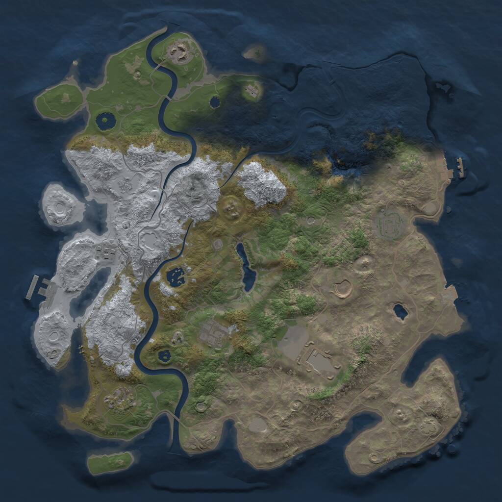 Rust Map: Procedural Map, Size: 4000, Seed: 527882, 14 Monuments