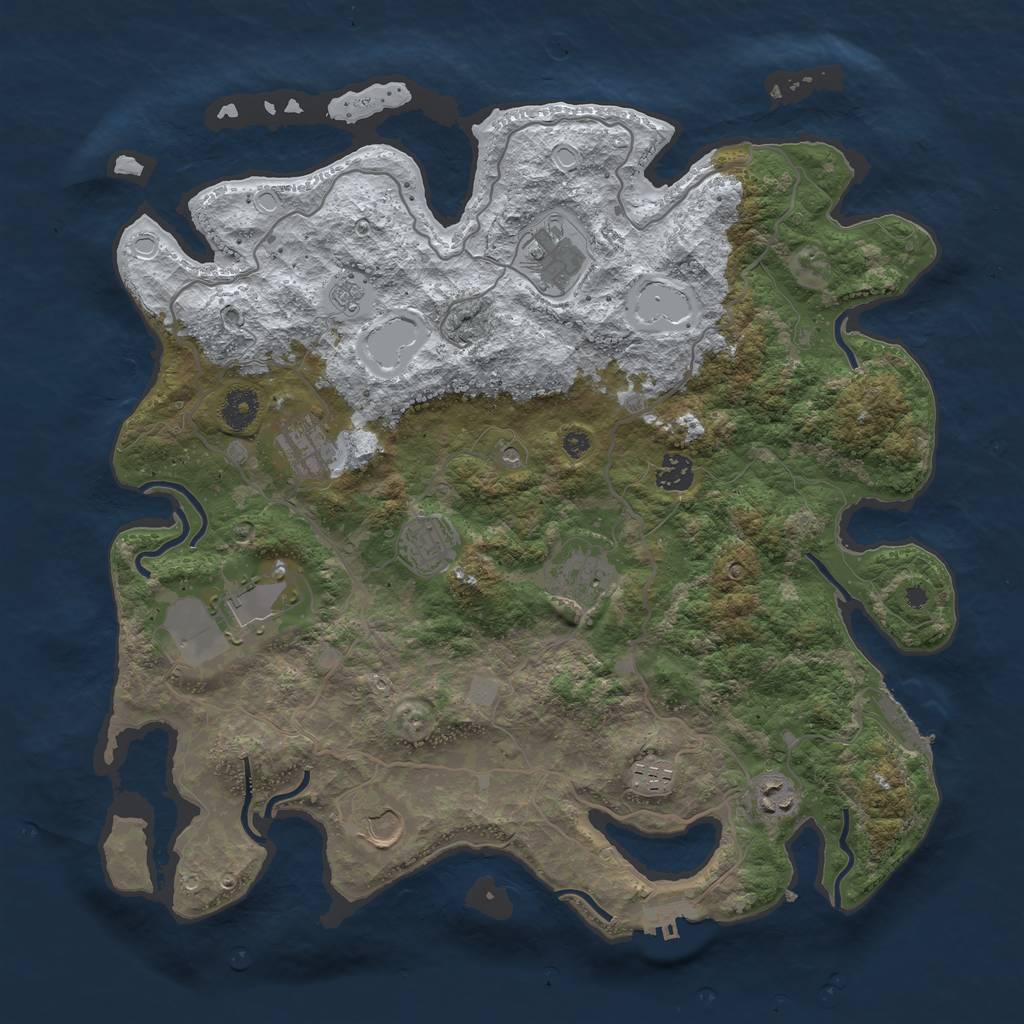 Rust Map: Procedural Map, Size: 4000, Seed: 920123, 18 Monuments