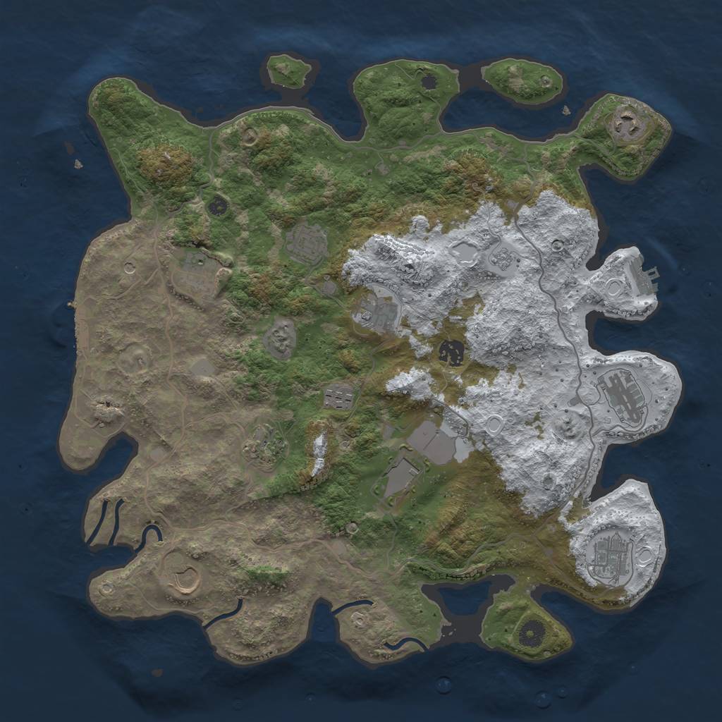Rust Map: Procedural Map, Size: 4050, Seed: 396290927, 20 Monuments