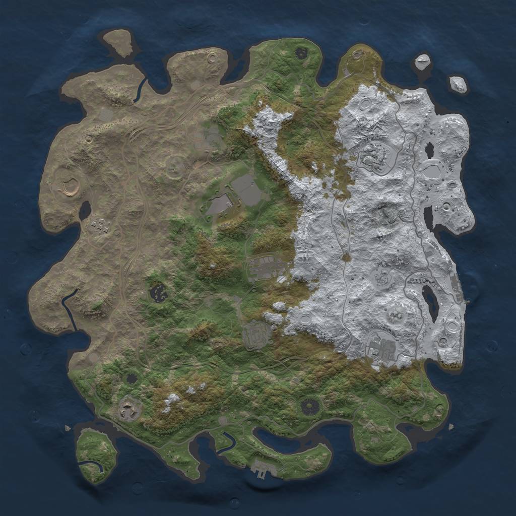 Rust Map: Procedural Map, Size: 4300, Seed: 1344780107, 19 Monuments