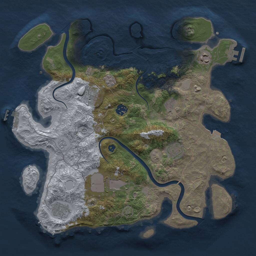 Rust Map: Procedural Map, Size: 3500, Seed: 1006895999, 14 Monuments