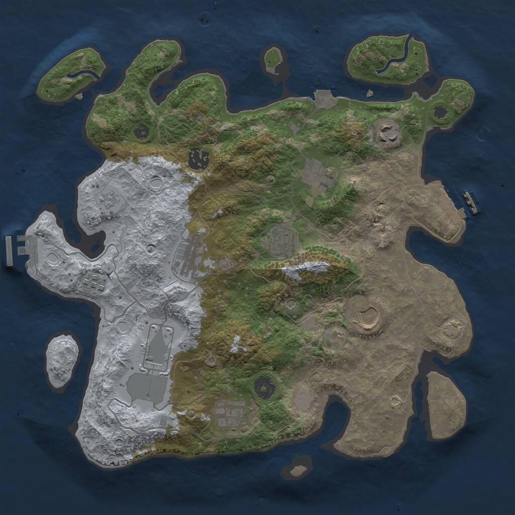 Rust Map: Procedural Map, Size: 3500, Seed: 1006895999, 15 Monuments