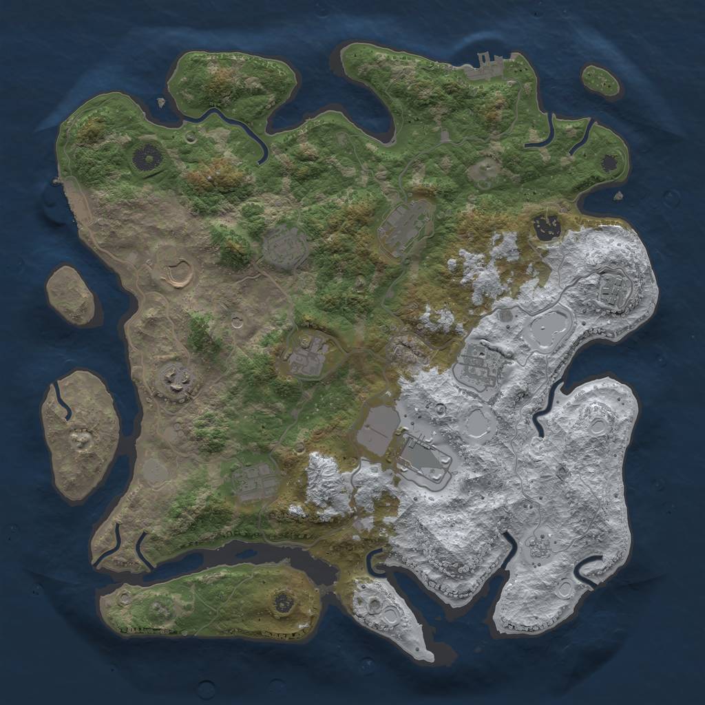 Rust Map: Procedural Map, Size: 3850, Seed: 578784886, 19 Monuments