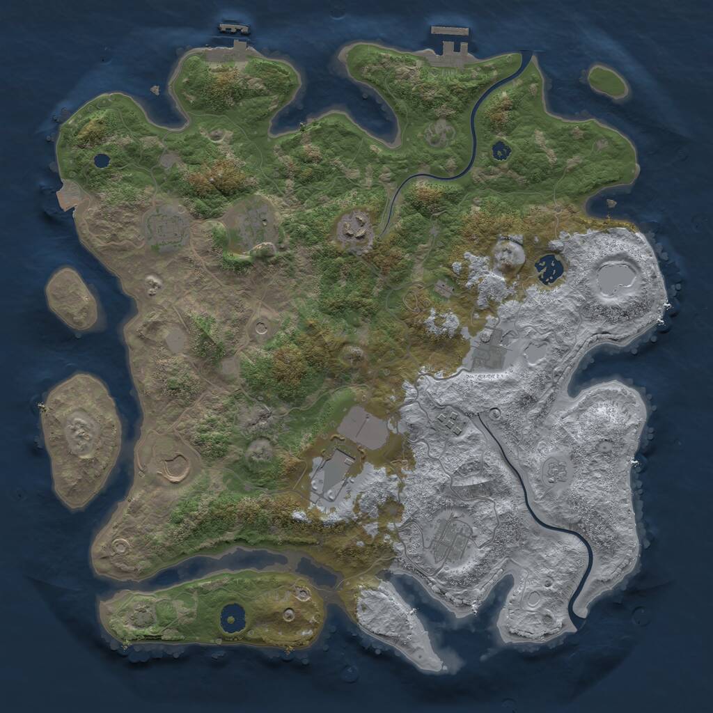 Rust Map: Procedural Map, Size: 3850, Seed: 578784886, 15 Monuments