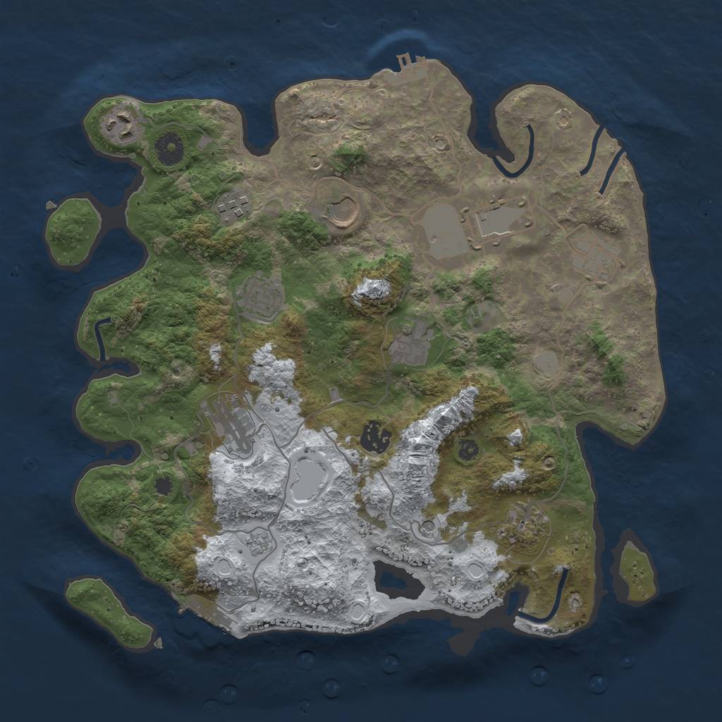 Rust Map: Procedural Map, Size: 3500, Seed: 6464981, 19 Monuments