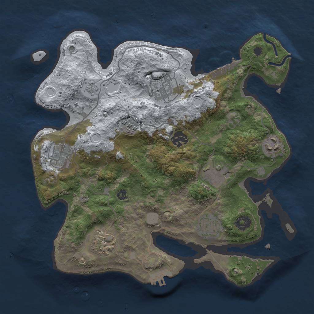 Rust Map: Procedural Map, Size: 3000, Seed: 119385959, 16 Monuments