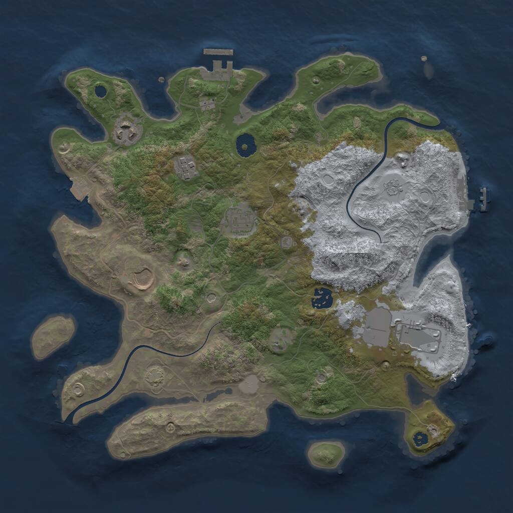 Rust Map: Procedural Map, Size: 3500, Seed: 99605716, 12 Monuments