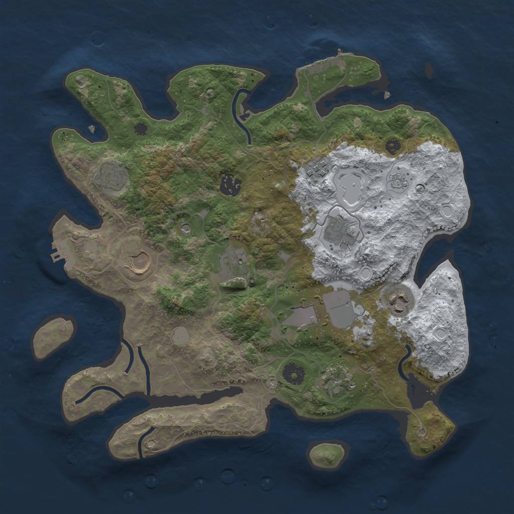 Rust Map: Procedural Map, Size: 3500, Seed: 99605716, 18 Monuments