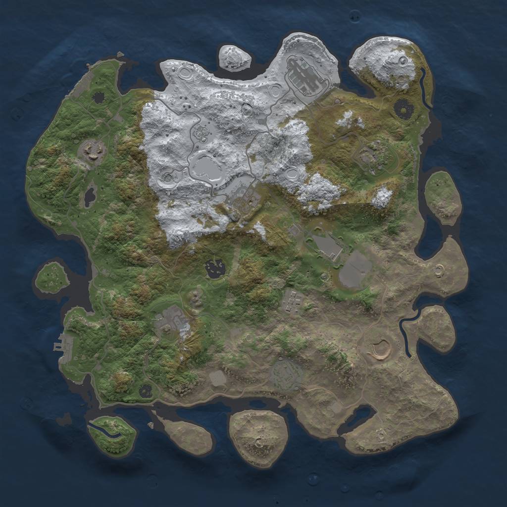 Rust Map: Procedural Map, Size: 3750, Seed: 661892262, 19 Monuments