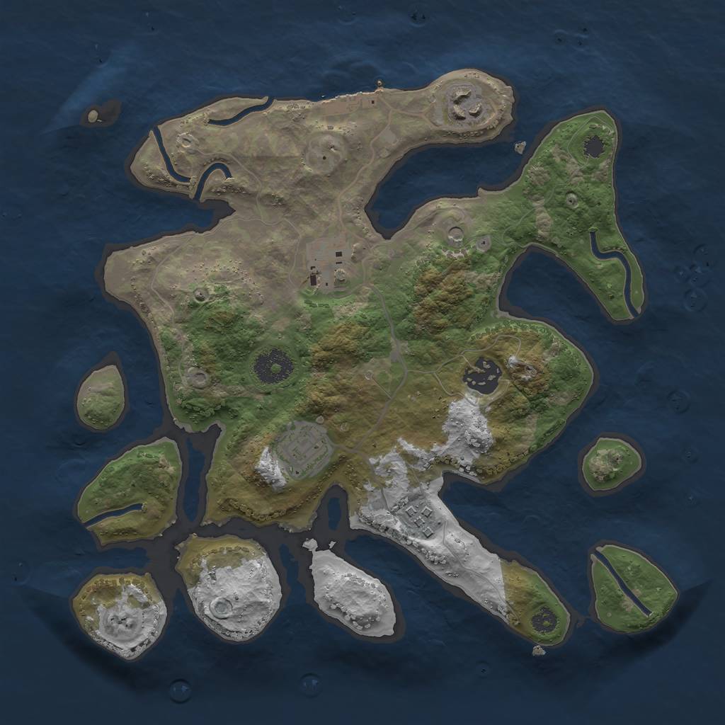 Rust Map: Procedural Map, Size: 3000, Seed: 30, 9 Monuments