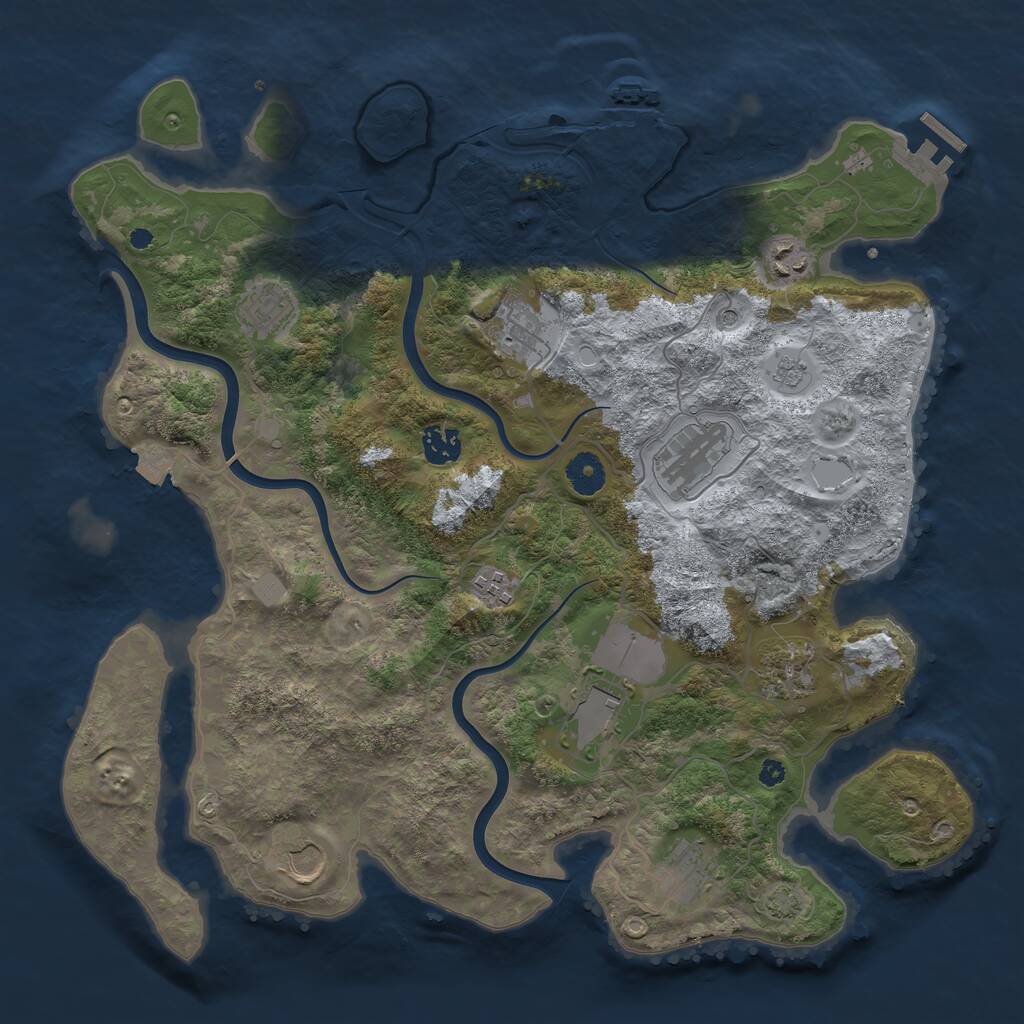 Rust Map: Procedural Map, Size: 3850, Seed: 1872612488, 16 Monuments