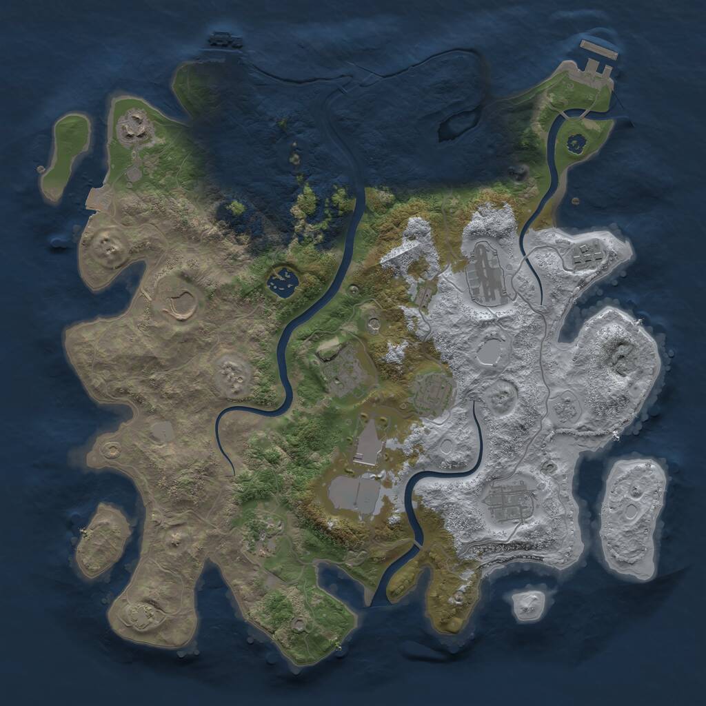 Rust Map: Procedural Map, Size: 3700, Seed: 256321300, 16 Monuments