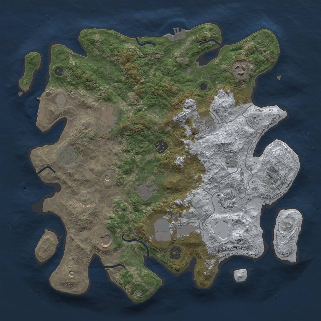 Rust Map: Procedural Map, Size: 3700, Seed: 256321300, 19 Monuments