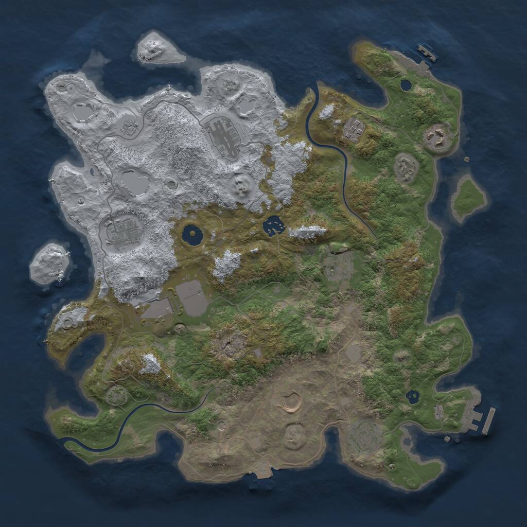 Rust Map: Procedural Map, Size: 3850, Seed: 1061997268, 15 Monuments