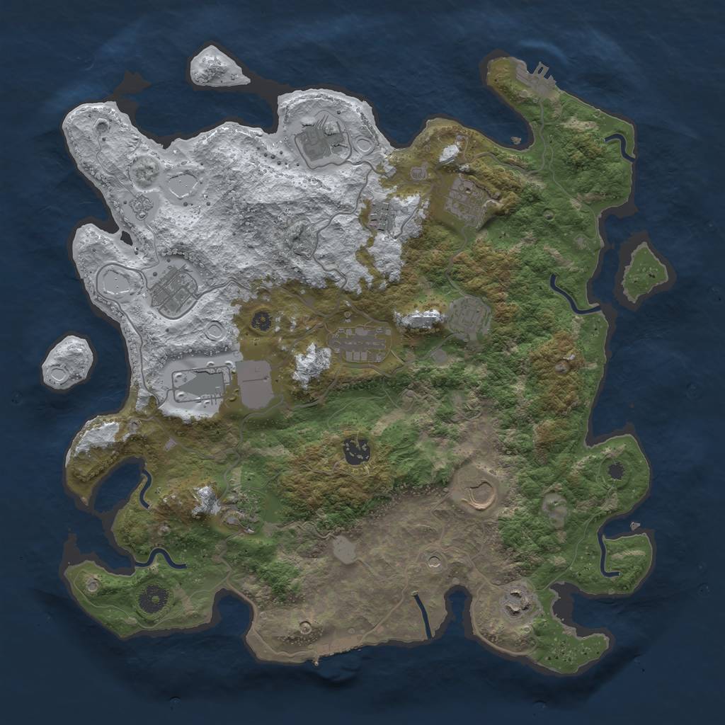 Rust Map: Procedural Map, Size: 3850, Seed: 1061997268, 20 Monuments