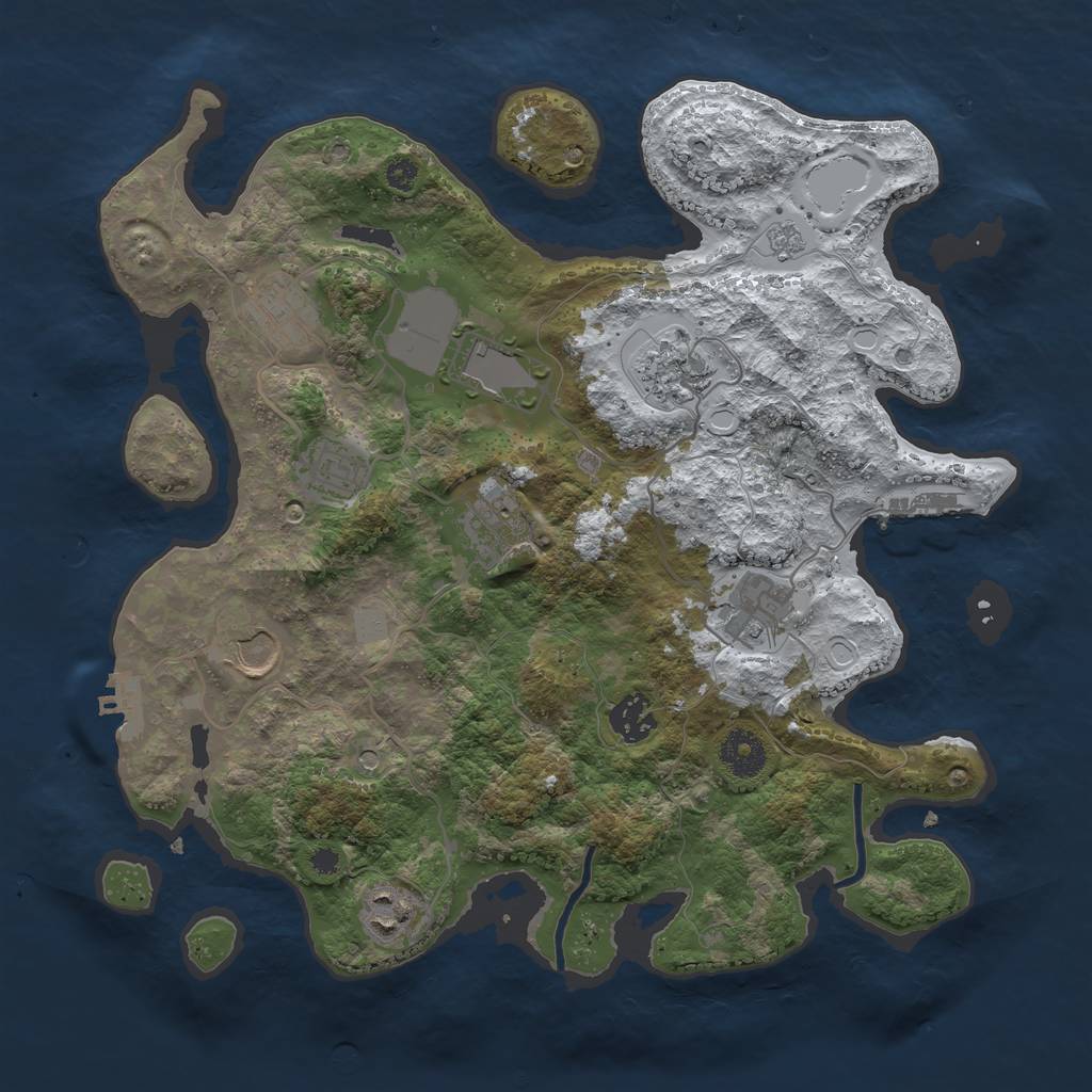 Rust Map: Procedural Map, Size: 3500, Seed: 743622070, 18 Monuments