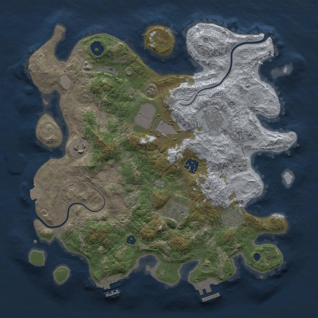 Rust Map: Procedural Map, Size: 3500, Seed: 743622070, 13 Monuments