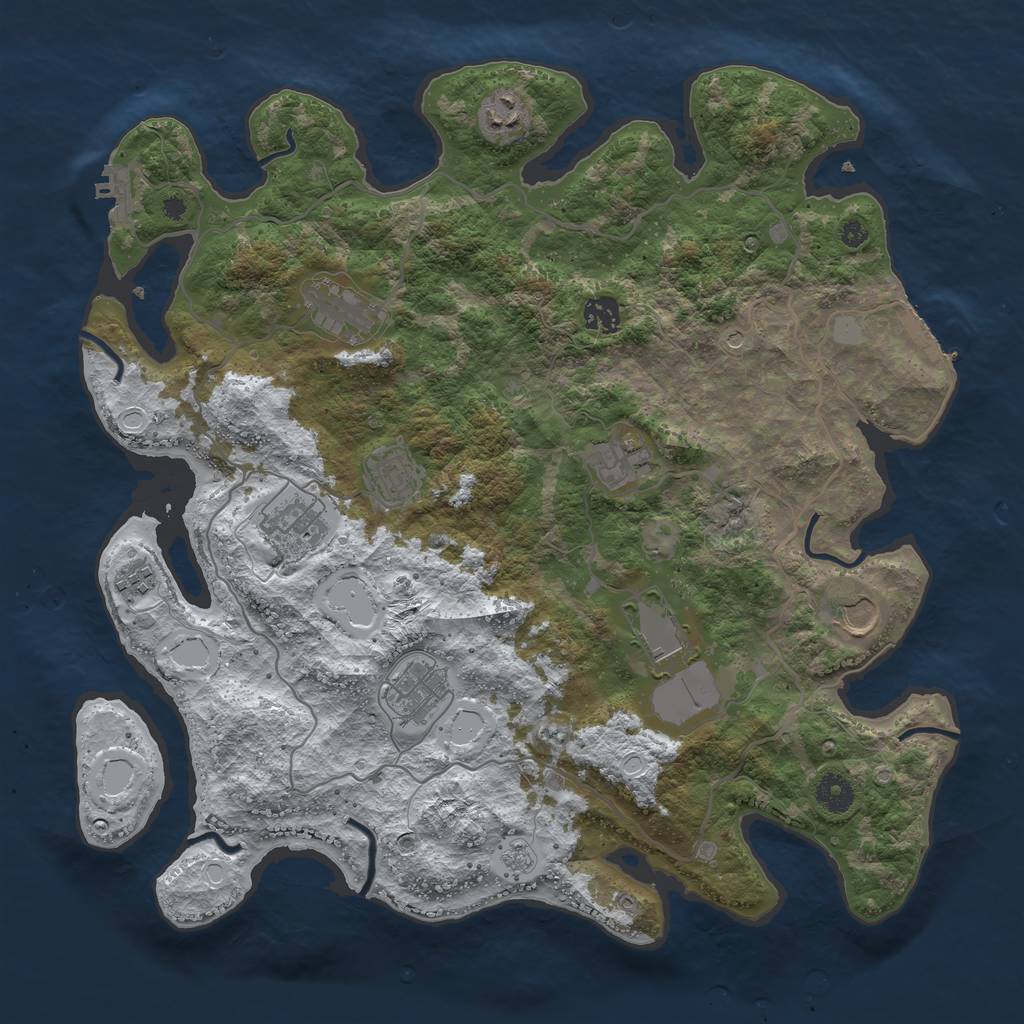 Rust Map: Procedural Map, Size: 4000, Seed: 1490064, 19 Monuments