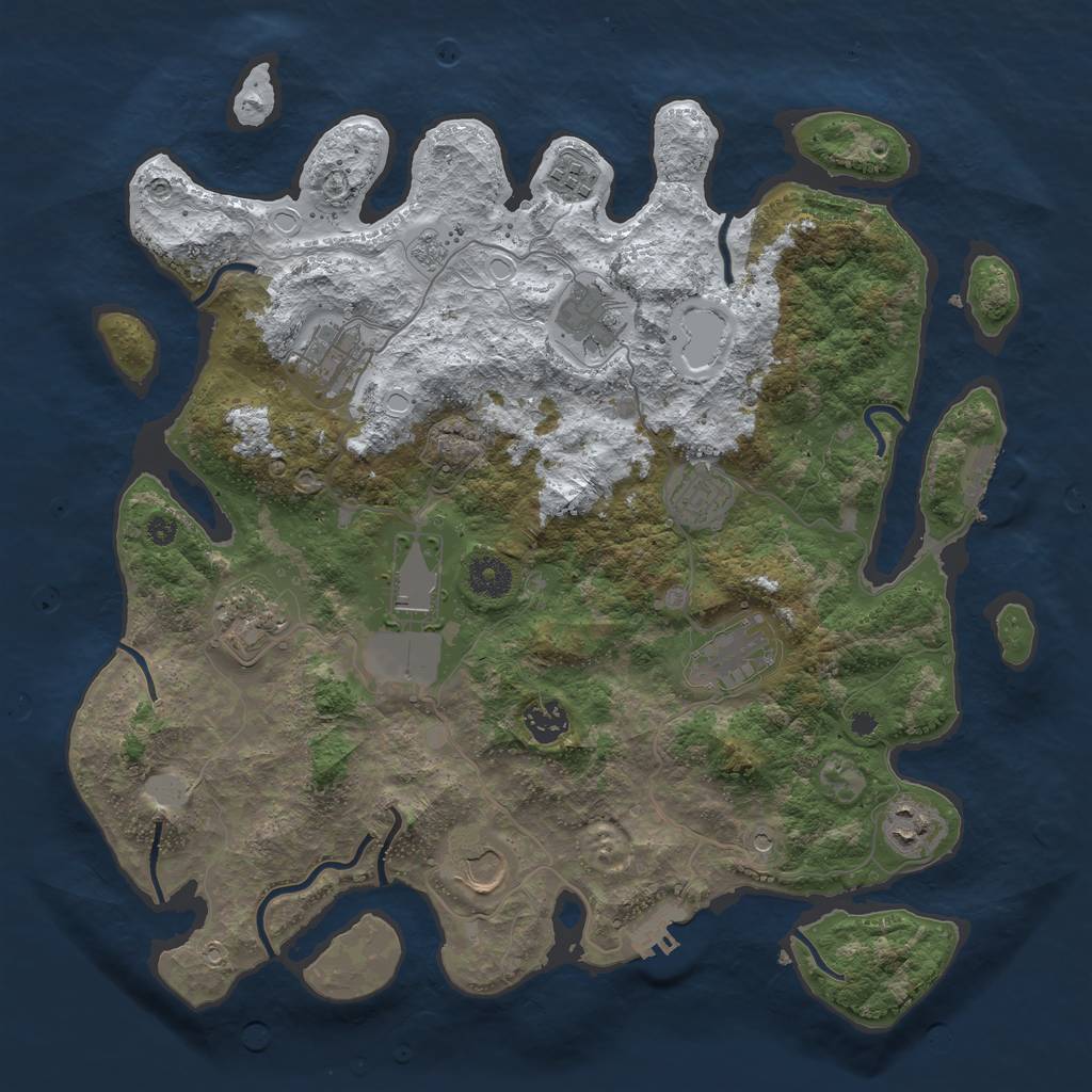 Rust Map: Procedural Map, Size: 3800, Seed: 174668882, 19 Monuments