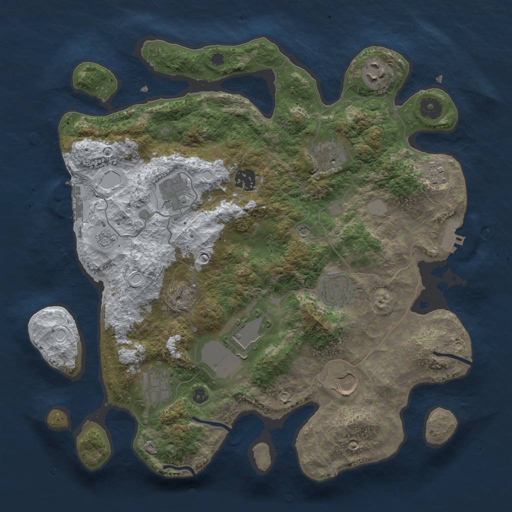 Rust Map: Procedural Map, Size: 3500, Seed: 1069818432, 18 Monuments