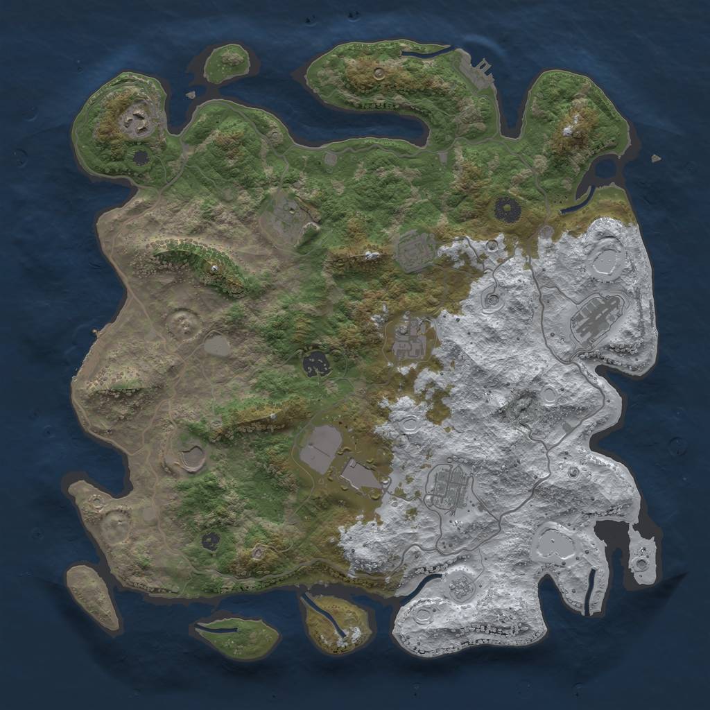 Rust Map: Procedural Map, Size: 4000, Seed: 1492564, 18 Monuments