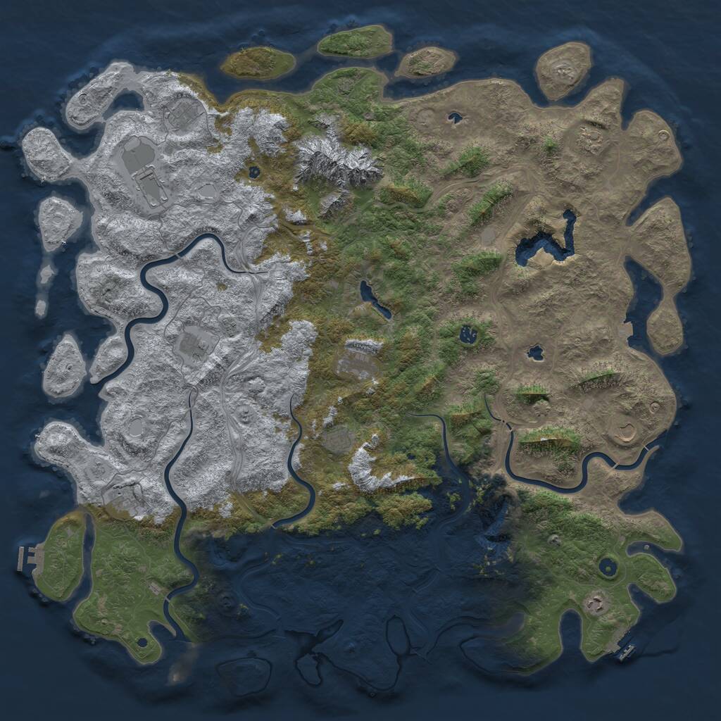 Rust Map: Procedural Map, Size: 6000, Seed: 9868, 17 Monuments
