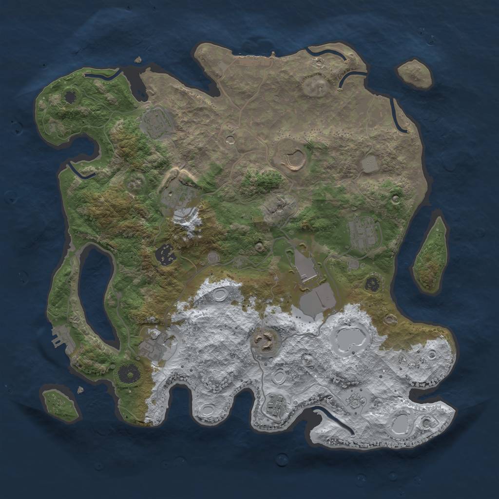 Rust Map: Procedural Map, Size: 3600, Seed: 6894567, 18 Monuments